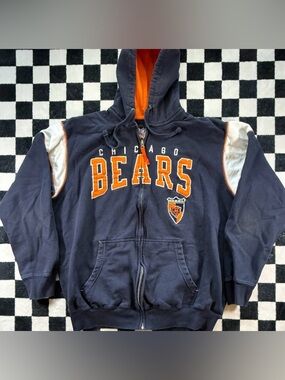 Vintage Chicago Bears Zip Up Hoodie Men's XL Blue NFL Football Y2K Embroidered
